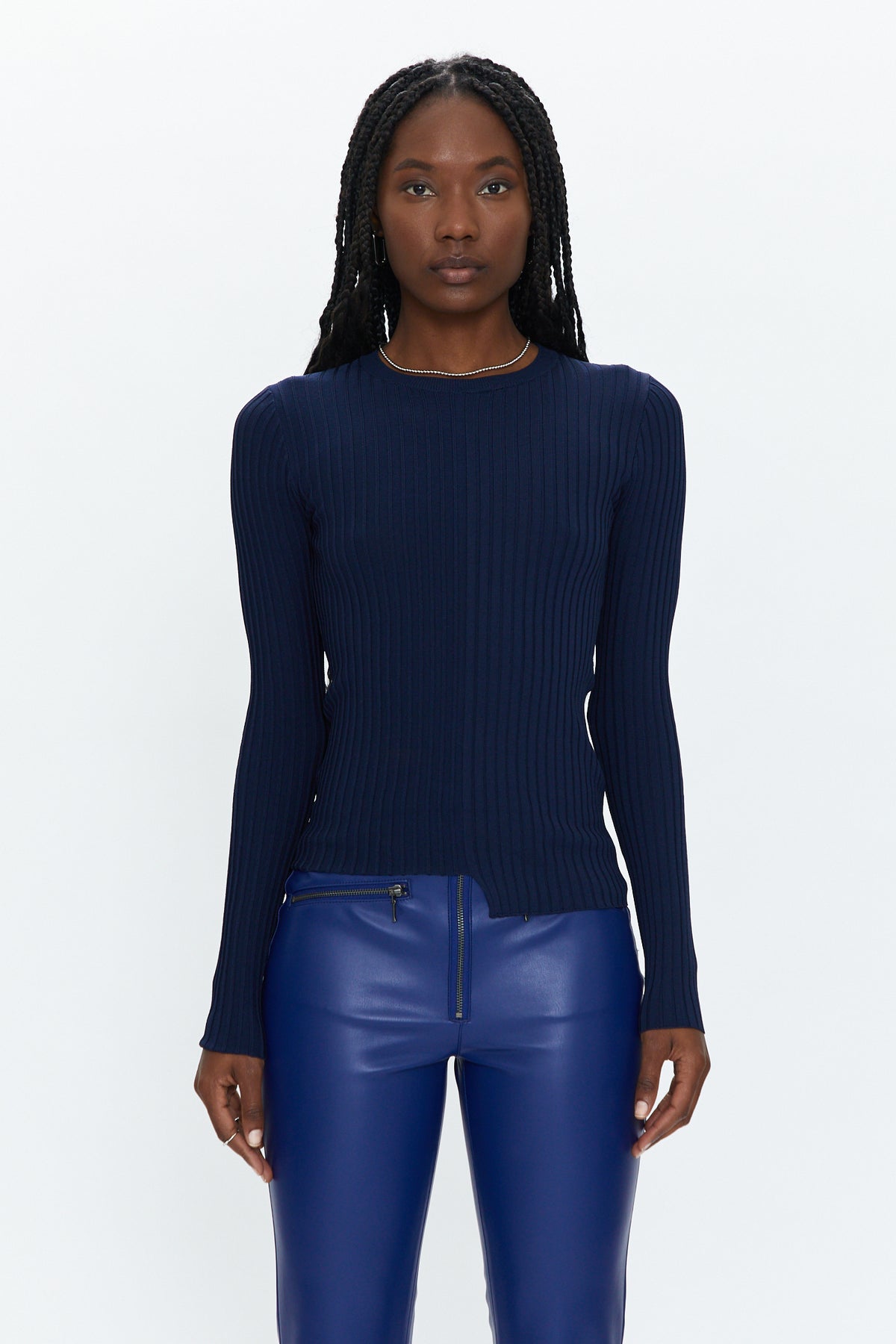 Betty Asymmetric Sweater Tee - Navy
            
              Sale